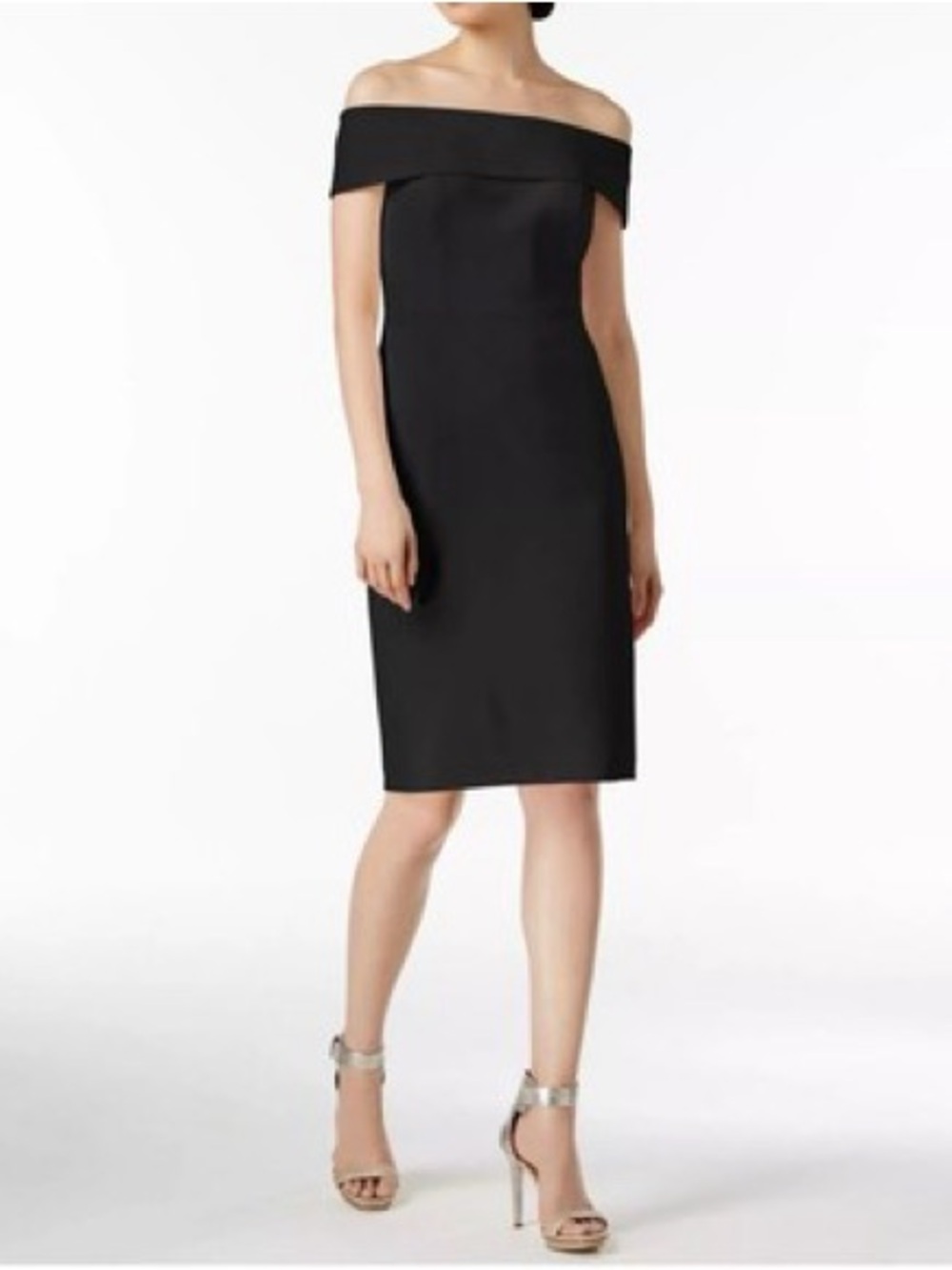 Calvin Klein Off-the-Shoulder Black Sheath Dress NWT Size 4